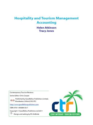 cover image of Hospitality and Tourism Management Accounting